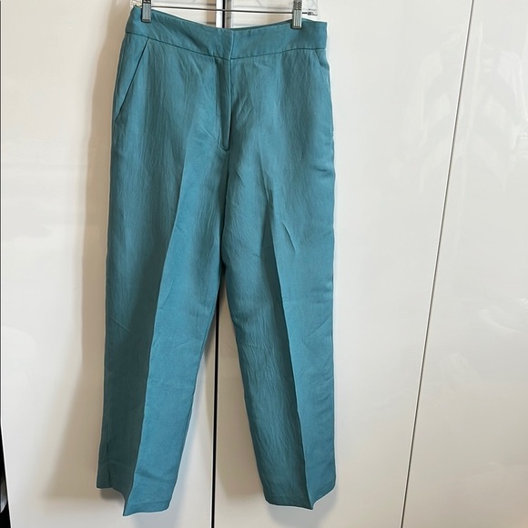 DYNAMITE Yasmin Straight Leg Linen Pants Turquoise, Size 8 - Picture 7 of 14